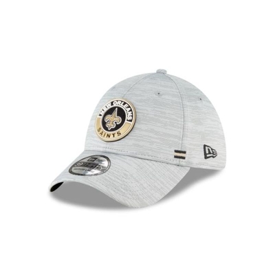 Grey New Orleans Saints Hat - New Era NFL Official NFL Fall Sideline 39THIRTY Stretch Fit Caps USA7430198